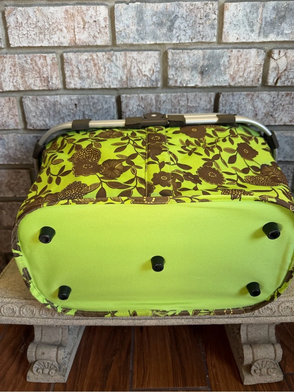 Green & Brown Floral Market Basket / Picnic Basket